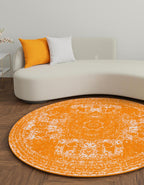 Unique Loom Bromley Collection Area Rug - Wells (3' 1" Round Orange/Ivory)