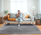 ONASAR Grey Area Rugs for Bedroom Living Room, Fluffy Fuzzy Shag Shaggy 4x6 - Image 8