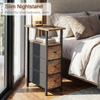 LOAKEKEL Narrow End Tables Living Room Set of 2 with Charging Station