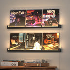 Vinyl Record Shelf Wall Mount with LED Lights