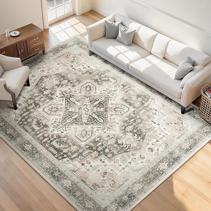 Rugflix 5x7 Area Rugs for Living Room, Machine Washable Rug Non Slip Stain by RugflixAreaRugs