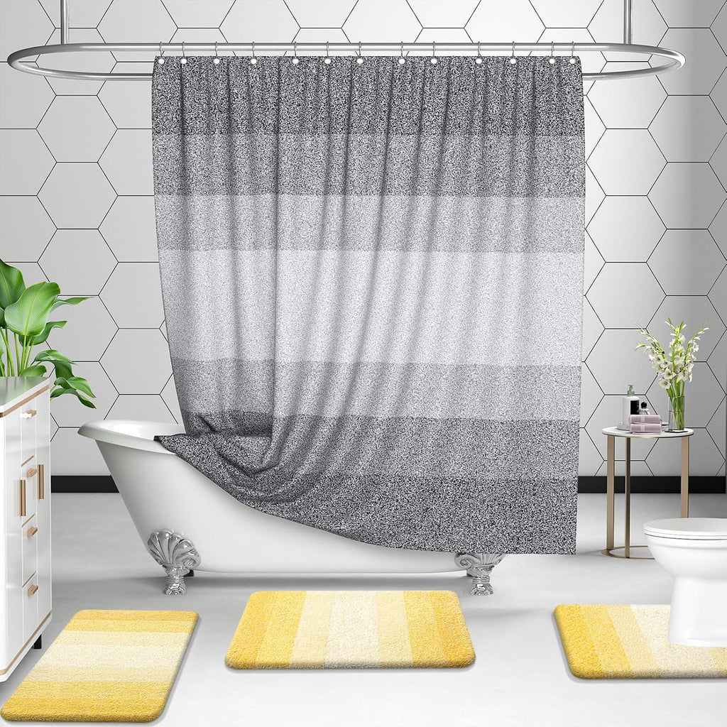 OLANLY Microfiber Bathroom Rugs Sets 3 Piece, Absorbent Bath Mats, Yellow