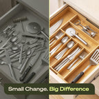 ROYAL CRAFT WOOD Luxury Bamboo Kitchen Drawer Organizer for Kitchen Organization - Silverware Organizer, Utensil Holder & Cutlery Tray Drawer Dividers for Flatware Silverware Storage, 9 Slot, Natural