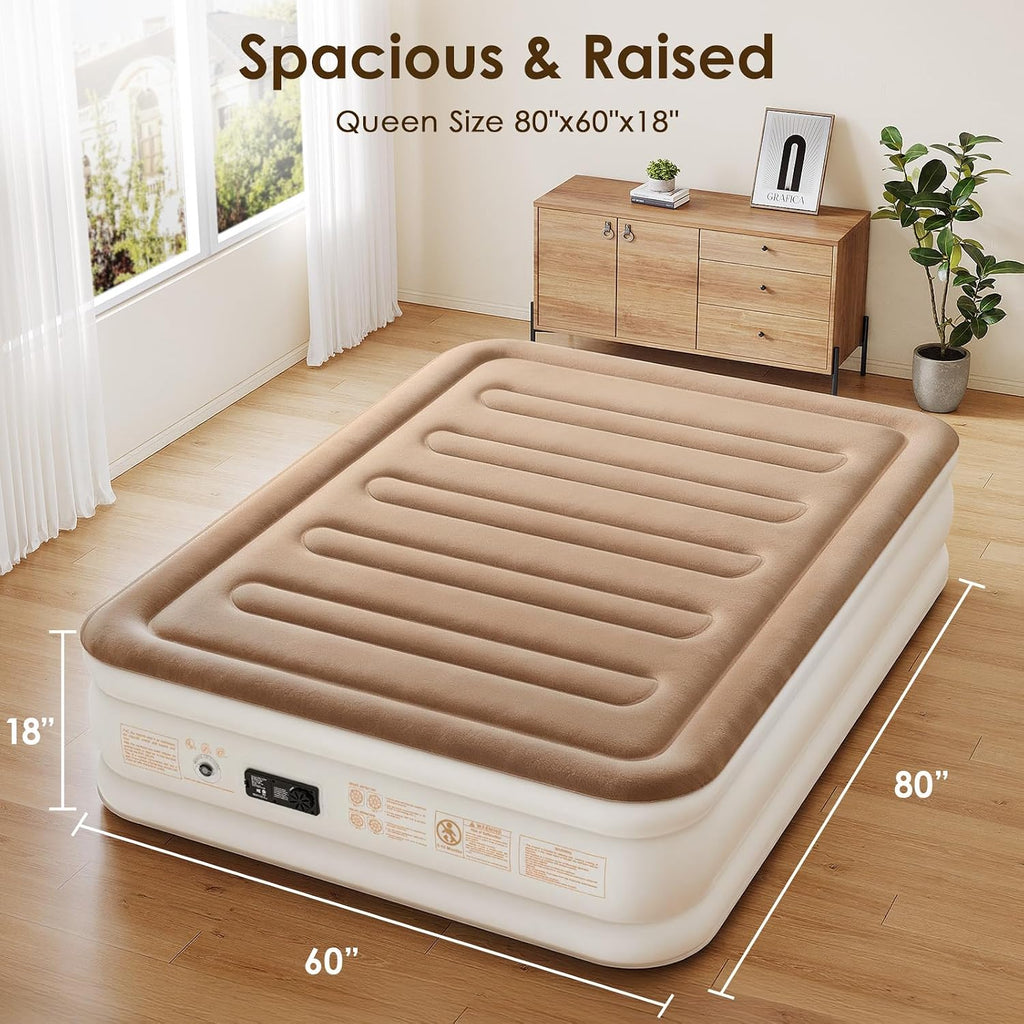 Air Mattress Queen with Built-in Pump, 18"Raised Blow Up Mattress