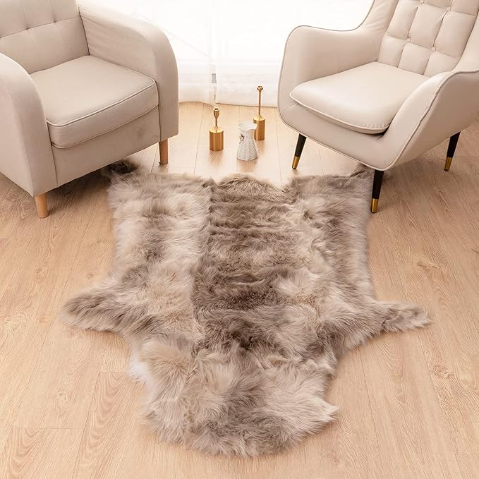 Carvapet Soft Fur Rugs Fake Reindeer Hide Area Rug Fluffy Faux Fur Carpet - Image 2