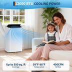 GarveeTech 12000 BTU Portable Air Conditioner, 3-in-1 AC Unit with Dehumidifier & Fan for Rooms up to 550 Sq.Ft, Quiet Cooling Conditioner with Remote Control for Bedroom/Home/Office