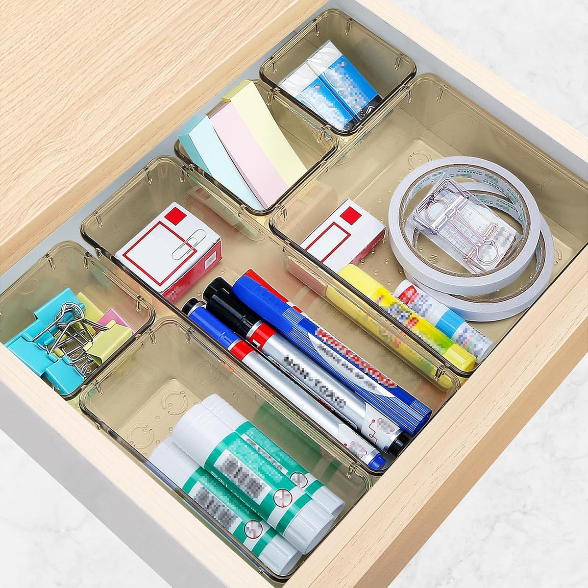 23 PCS Drawer Organizer Set, 5 Size Bathroom and kitchen organizer Trays