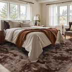 4x6 Ft Shag Brown Area Rug for Bedroom Living Room, Tie-Dyed Ultra Soft Fluffy - Image 2