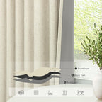 Cream Beige Blackout Curtains 90 Inches Long Thick Linen Patio Curtains - Image 5