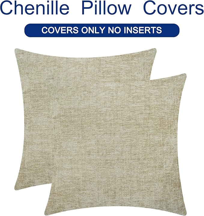 CaliTime Throw Pillow Covers Decorative 20 X 20 Inches Pack of 2 Cozy Chenille - Image 6