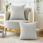 MIULEE Pack of 2 Light Gray Throw Pillow Covers 18x18 Inch Soft Chenille Pillow - Image 5