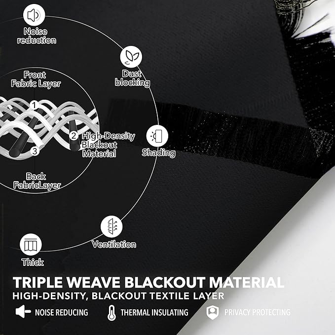 Deconovo Back Tab and Rod Pocket Blackout Curtains -, Thermal Insulated - Image 3