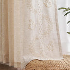 jinchan Belrose Linen Curtains for Bedroom Floral Curtains 96 Inch Length Linen - Image 9