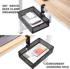 Under Desk Drawer, Clamp on Desk Organizer Hanging Desk Storage Under Table