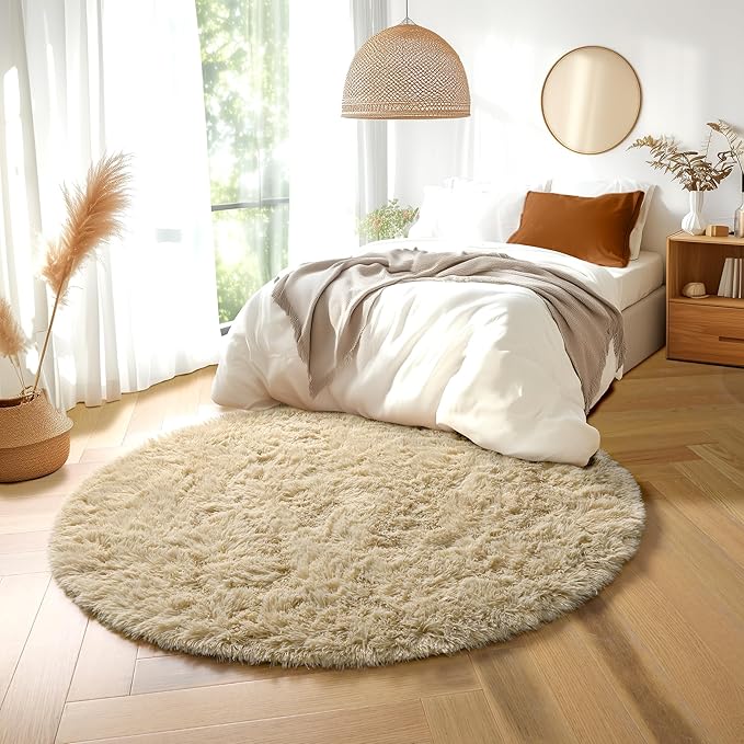 Amdrebio Beige Round Area Rug 6Ft - Image 2