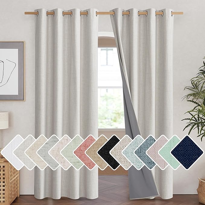 NICETOWN Snowbound Vintage Linen 100% Blackout Curtains by NICETOWN