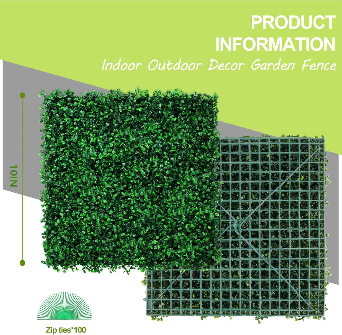 AOKIIE 10"x10" Artificial Grass Wall 24Pcs UV-Anti Boxwood for Outdoor