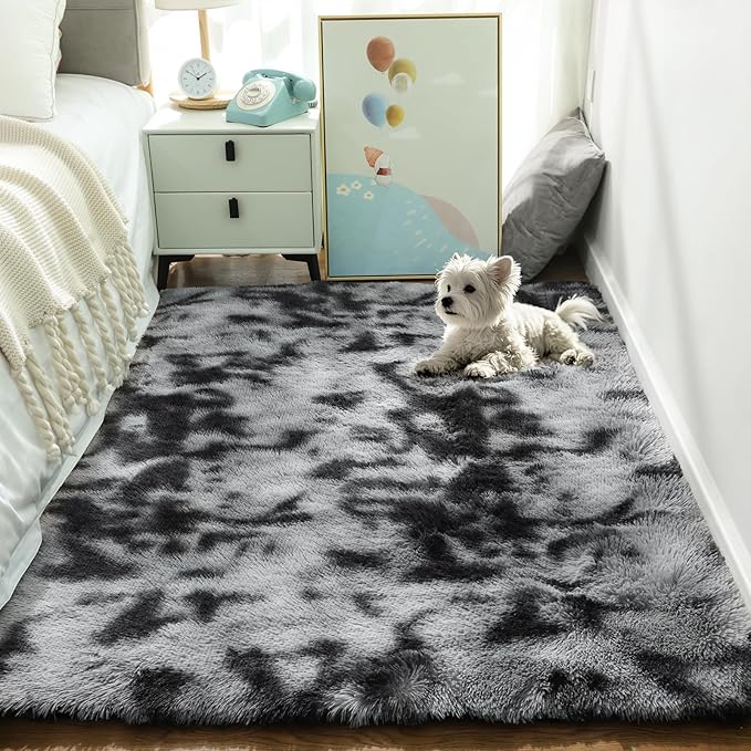 Ophanie Tie-Dyed Black&Grey Area Rugs by Ophanie