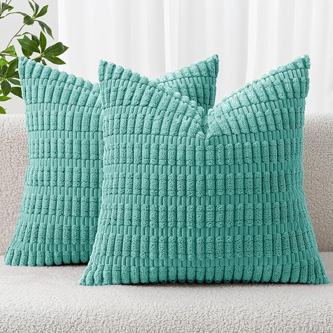 MIULEE Pack of 2 Corduroy Decorative Throw Pillow Covers 16x16 Inch Soft Boho by MIULEE