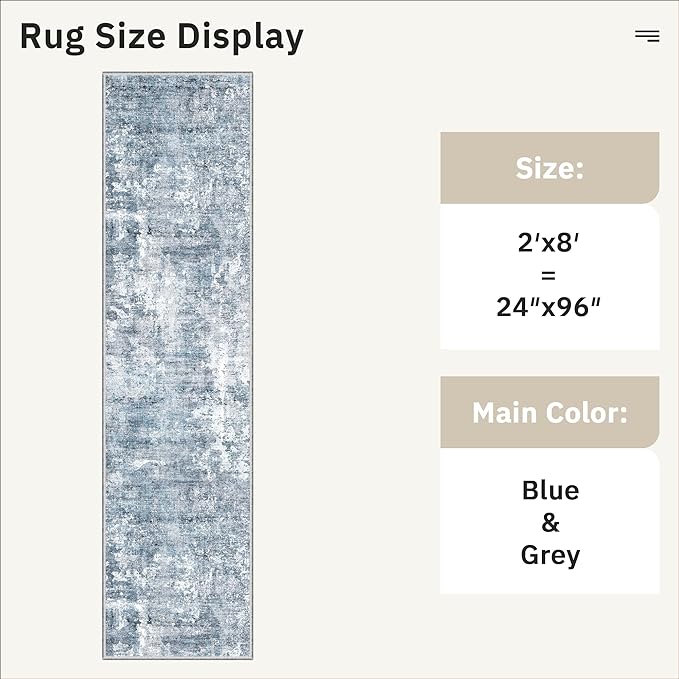 Runner Rug 2x8 Washable Non-Slip Hallway Runner Rugs - Image 5