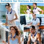 Portable Neck Fan Rechargeable - [with LED Display] 5 Speeds, 5000 mAh Battery Operated Wearable Personal Cooling Bladeless Fan for Outdoor Travel, Gifts for Men Women Kids,Dark Blue