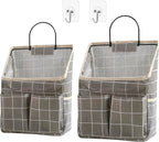 2 Pack Wall Hanging Storage Bag,Wall Hanging Organizer with Pockets, Hanging storage basket for Dormitory Bathroom Bedroom (Grey-upgraded)