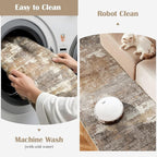 2'6''x14' Washable Kitchen Runner Rug: Modern Abstract Runners - Image 3