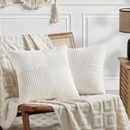 Fancy Homi 2 Packs Cream White Big Decorative Throw Pillow Covers 24x24 Inch by Fancy+Homi