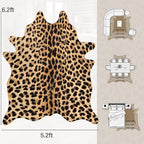 AROGAN Premium Leopard Print Rug 5.2x6.2 Feet, Machine Washable Faux Fur - Image 2