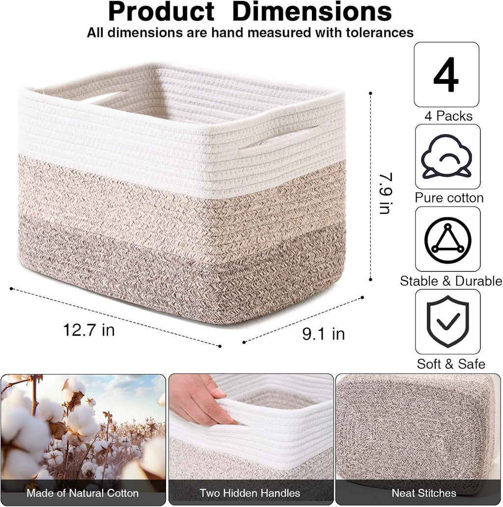 Storage Baskets Bins for Organizing 12.7×9.1×7.9 Gradient Brown