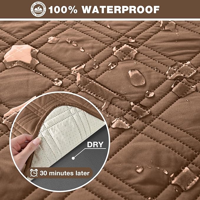 TAOCOCO 100% Waterproof Loveseat Recliner Cover, Non Slip Split Recliner Couch - Image 3