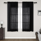 Nanspring Black Linen Textured Curtains by Nanspring