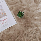 Latepis Circle Rugs for Bedroom 3ft Brown Beige Round Shag Faux Fur Rug - Image 7