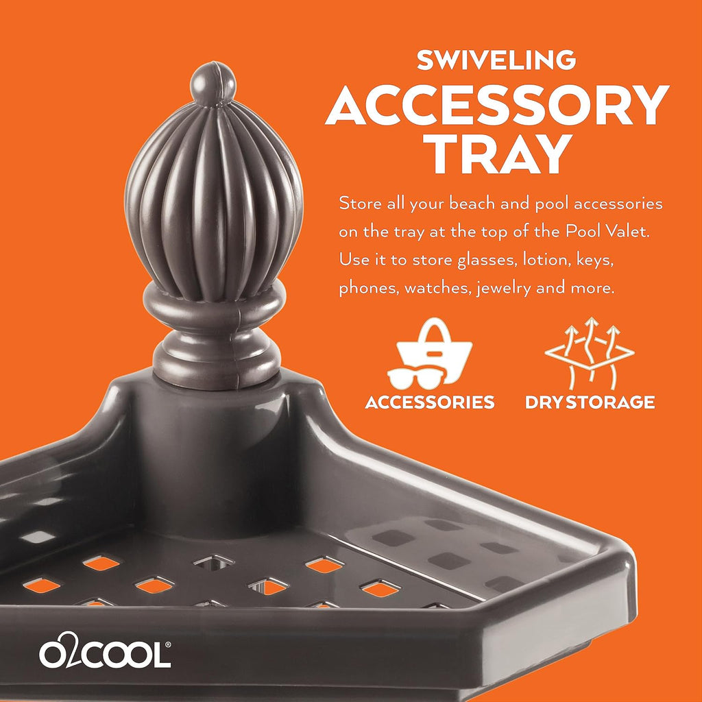 O2COOL Pool & Spa Valet Adjustable Patio Towel Holder Weighted Bronze