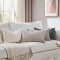 Fancy Homi Set of 4 Grey and White Long Lumbar Rectangle Decorative Throw by Fancy+Homi