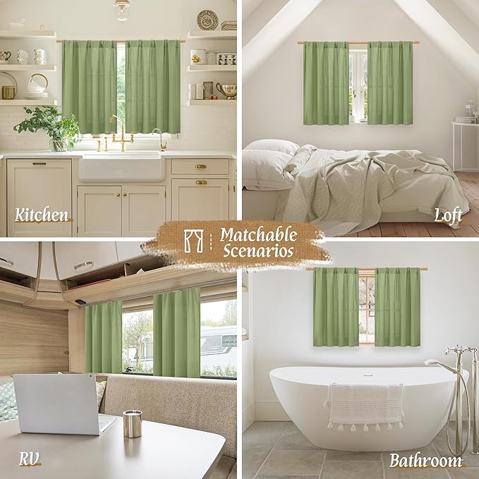 LAMIT Sage Green Linen Curtains - Image 6