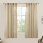 LAMIT 63 Inch Sheer Linen Window Curtains, Light Filtering Panels Back Tab and by LAMIT