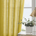 Nanspring Celery Yellow Linen Curtains 84 Inch Length 2 Panels Set - Image 4
