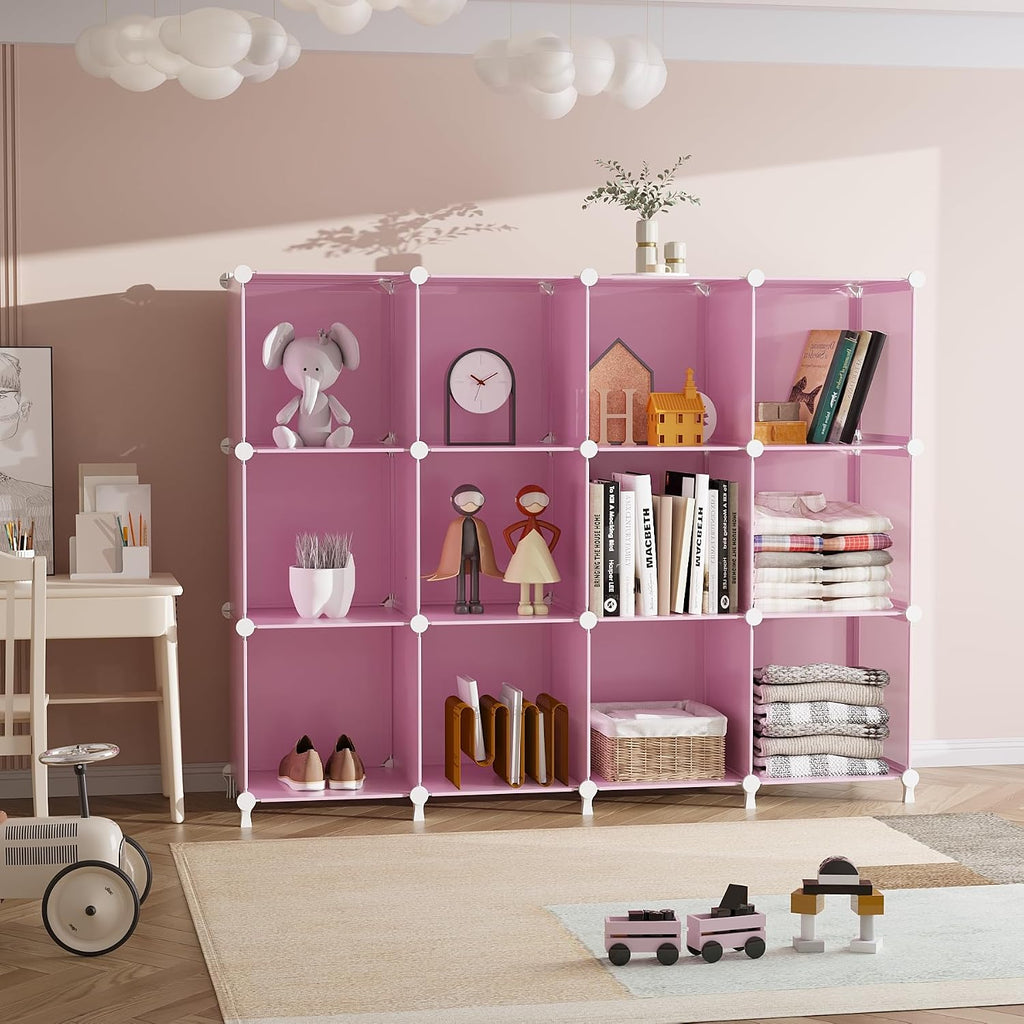 AWTATOS 12 Cube Storage Organizer, Closet Organizers Storage Shelves, Pink
