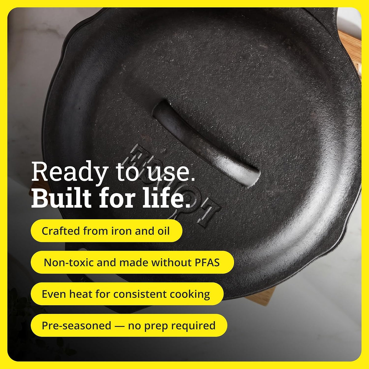 Lodge Pre-Seasoned Cast Iron Lid, Replacement Skillet Cover, 12 Inches