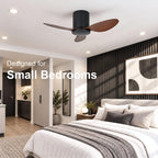 25 Inch Small Ceiling Fan No Light, Low Profile, Black Walnut