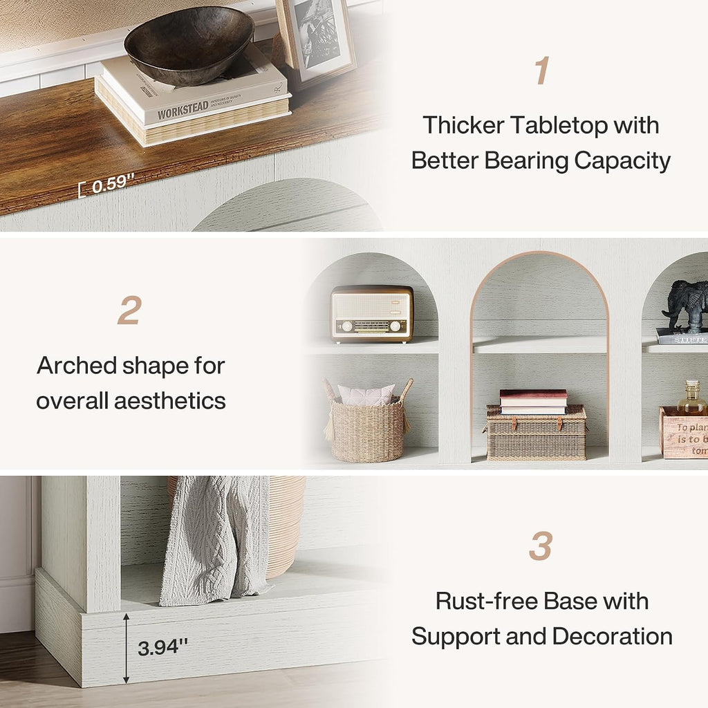 Tribesigns Console Table with Storage, 63" Long Arched Entryway Table