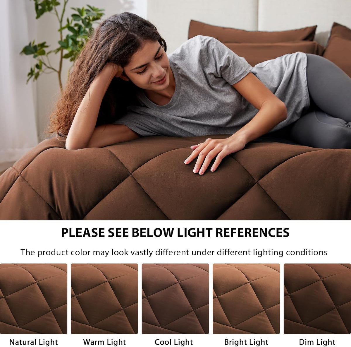 Love's cabin Full Comforter Set, 7 Pieces Bed in a Bag, Brown