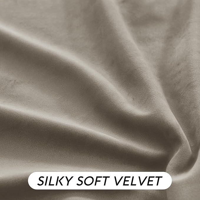 RYB HOME Taupe Velvet Curtains - Image 6
