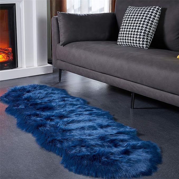EasyJoy Ultra Soft Fluffy Shaggy Area Rug Faux Fur Rug Chair Cover Seat Pad - Image 3