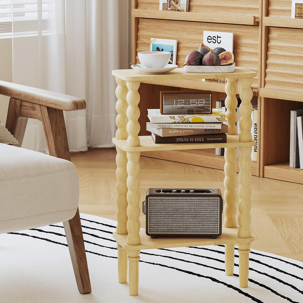Veegle Narrow Side Table Small End Table for Small Spaces Oak