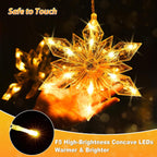 Christmas Snowflakes Window Lights, 5 Pack 72 LEDs Waterproof Hanging Battery Operated Christmas Decoration with Timer for Indoor Outdoor Xmas Home Winter Party Patio Bedroom Decor, Warm White