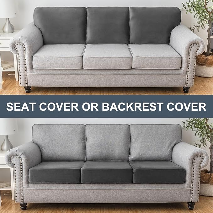 Couch Cover Stretch Velvet Sofa Cushion Cover 3-Piece - Image 4