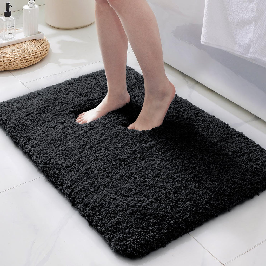 Bathroom Rugs 24" × 17" , Extra Soft Absorbent Microfiber Bath Rugs,Black