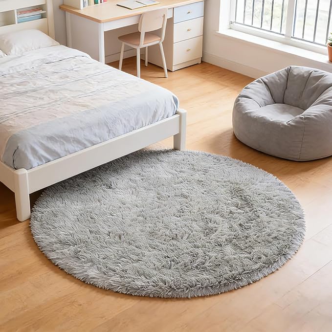 yulidayang Soft Round Area Rug for Kids Bedroom, Fluffy Fuzzy Shaggy Rug - Image 6